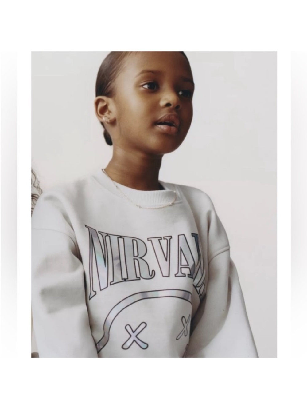 ZARA IRIDESCENT NIRVANA PRINT SWEATSHIRT